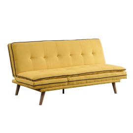 ACME Savilla Adjustable Sofa, Yellow Linen & Oak Finish 