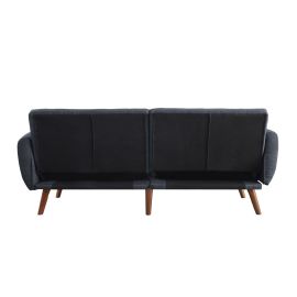 ACME Bernstein Adjustable Sofa, Gray Linen & Walnut Finish