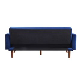 ACME Tanitha Adjustable Sofa, Blue Velvet & Natural Finish