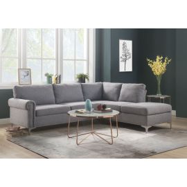 ACME Melvyn Sectional Sofa in Gray Fabric