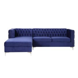 ACME Sullivan Sectional Sofa, Navy Blue Velvet