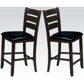 ACME Urbana Counter Height Chair (Set-2) in Black PU & Espresso