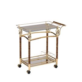 ACME Helmut Serving Cart, Gold Plated & Clear Glass