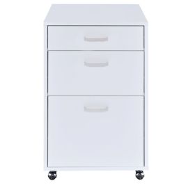 ACME Coleen File Cabinet in White High Gloss & Chrome