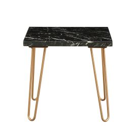 ACME Telestis End Table in Black Marble & Gold
