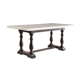 ACME Gerardo Dining Table in White Marble & Weathered Espresso