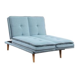 ACME Savilla Adjustable Sofa, Blue Linen & Oak Finish