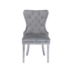 Galaxy Erica 2 Piece Stainless Steel Legs Chair Finish with Velvet Fabric in Light Gray