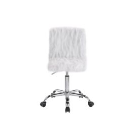 ACME Arundell Office Chair in White Faux Fur & Chrome Finish