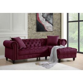 ACME Adnelis Sectional Sofa w/2 Pillows, Red Velvet