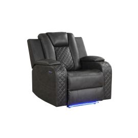 Galaxy Benz LED & Power Reclining Loveseat Made With Faux Leather in Black