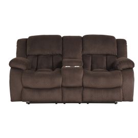 Galaxy Armada Manual Recliner Sofa Made with Chenille Fabric in Brown