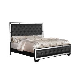 Galaxy Madison Full Size 4 Upholstery Bedroom Set Made with Wood in Black