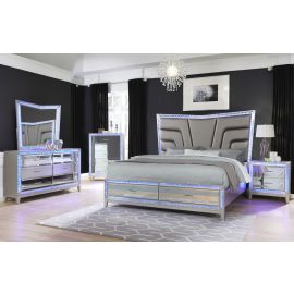 Galaxy Traditional Matrix Queen 5-N Pc Storage Bedroom set made with Wood in Gray