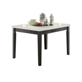 ACME Nolan Counter Height Table in White Marble & Salvage Dark Oak