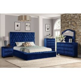 Galaxy Nora Queen 5-N Pc Tufted Storage Bedroom Set made with Wood in Blue