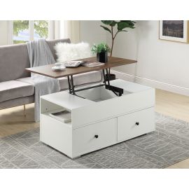 ACME Aafje Coffee Table w/Lift Top in White & Walnut Finish 