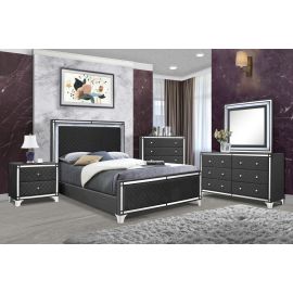 Galaxy Linda Queen 5-N LED Bedroom Set made with Wood in Black