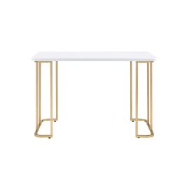ACME Estie Vanity Desk  in White & Gold Finish 