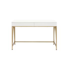 ACME Lightmane Vanity Desk  in White High Gloss & Gold Finish 