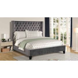 Galaxy Allen Queen 4 Pc Tufted Upholstery Bedroom Set made with Wood in Gray