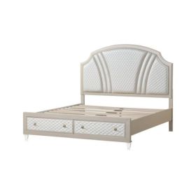 Galaxy Tiffany Queen 5-N PC Bed Room Set Made with wood in Ivory & Champagne Gold Color