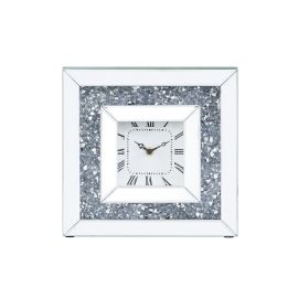ACME Noralie Accent Clock in Mirrored & Faux Diamonds