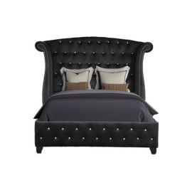 Galaxy Sophia King 5 Pc Upholstery Bedroom Set Made With Wood in Black