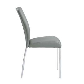 ACME Pagan Side Chair (Set-2) in Gray PU & Chrome Finish