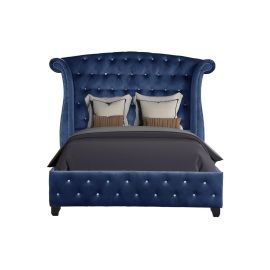 Galaxy Sophia Full 5-N Vanity Upholstery Bedroom Set Made With Wood in Blue