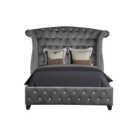 Galaxy Sophia Full 5 Pc Vanity Upholstery Bedroom Set Made With Wood in Gray