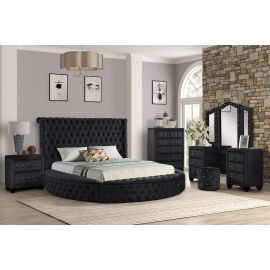 Galaxy Hazel King 6 Pc Tufted Storage Bedroom Set made with Wood in Black