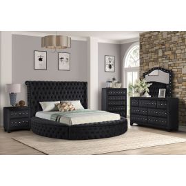 Galaxy Hazel Queen 4 Pc Bedroom Set Made With Wood In Black Color