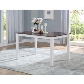 ACME Green Leigh Dining Table, White & Walnut 