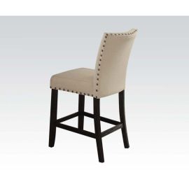 ACME Nolan Counter Height Chair (Set-2) in Linen & Salvage Dark Oak
