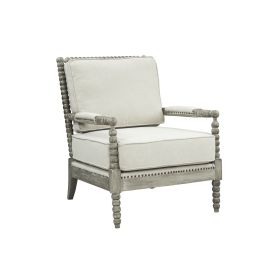 ACME Saraid Accent Chair, Beige Linen & Gray Oak Finish