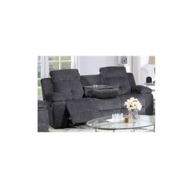 Galaxy Phoenix Manual Recliner Sofa Made with Wood / Chenille Fabric in Gray