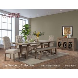 Alpine Newberry Set of 2 Button Tufted Parson Chairs, Weathered Natural