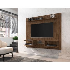 Manhattan Comfort Plaza 64.25 Modern Floating Wall Entertainment Center with Display Shelves in Rustic Brown
