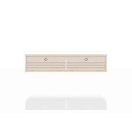 Manhattan Comfort Liberty 42.28 Mid-Century Modern Floating Office Desk with 2 Shelves in Off White