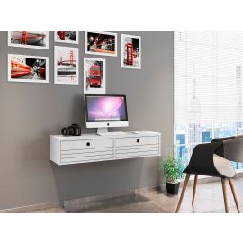 Manhattan Comfort Liberty 42.28 Mid-Century Modern Floating Office Desk with 2 Shelves in White