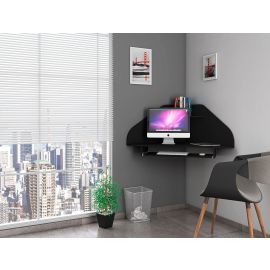 Manhattan Comfort Bradley Corner Desk with Keyboard Shelf in Black