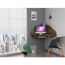 Manhattan Comfort Bradley Corner Desk with Keyboard Shelf in Rustic Brown