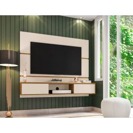 Manhattan Comfort Vernon 62.99 Floating Wall Entertainment Center in Off White and Cinnamon
