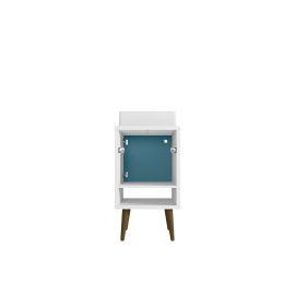 Manhattan Comfort Liberty 17.71 Bathroom Vanity with Sink and Shelf in White and Aqua Blue