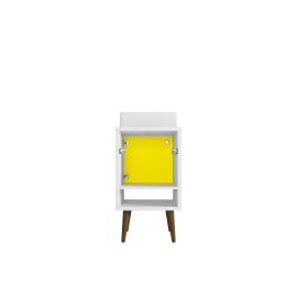 Manhattan Comfort Liberty 17.71 Bathroom Vanity with Sink and Shelf in White and Yellow