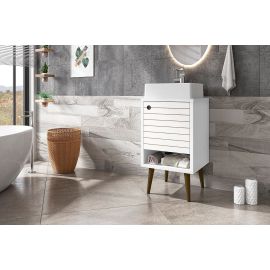Manhattan Comfort Liberty 17.71 Bathroom Vanity with Sink and Shelf in White