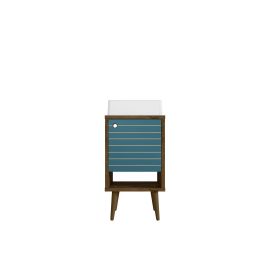 Liberty 17.71 Bathroom Vanity with Sink and Shelf in Rustic Brown and Aqua Blue