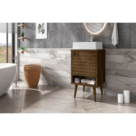 Manhattan Comfort Liberty 17.71 Bathroom Vanity with Sink and Shelf in Rustic Brown