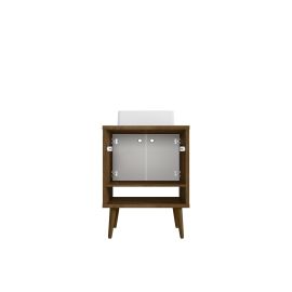 Manhattan Comfort Liberty 23.62 Bathroom Vanity with Sink and 2 Shelves in Rustic Brown and White